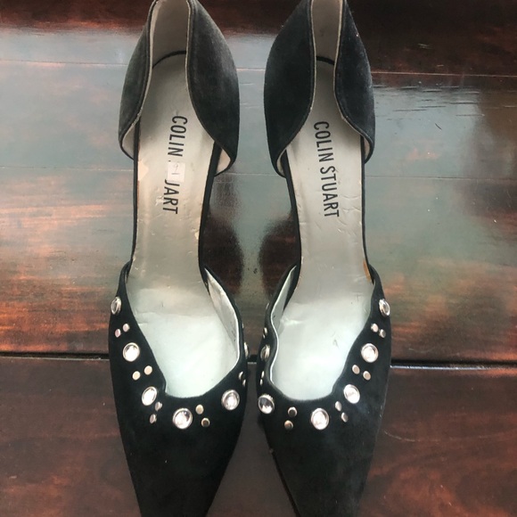 3/$25 COLIN STUART 9 velvety black heels w bling dets - Picture 6 of 9
